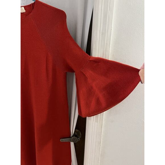 MOTH Dress Womens Medium Cherry Red Chester Bell Sleeve Sweater Anthropologie - Picture 3 of 8